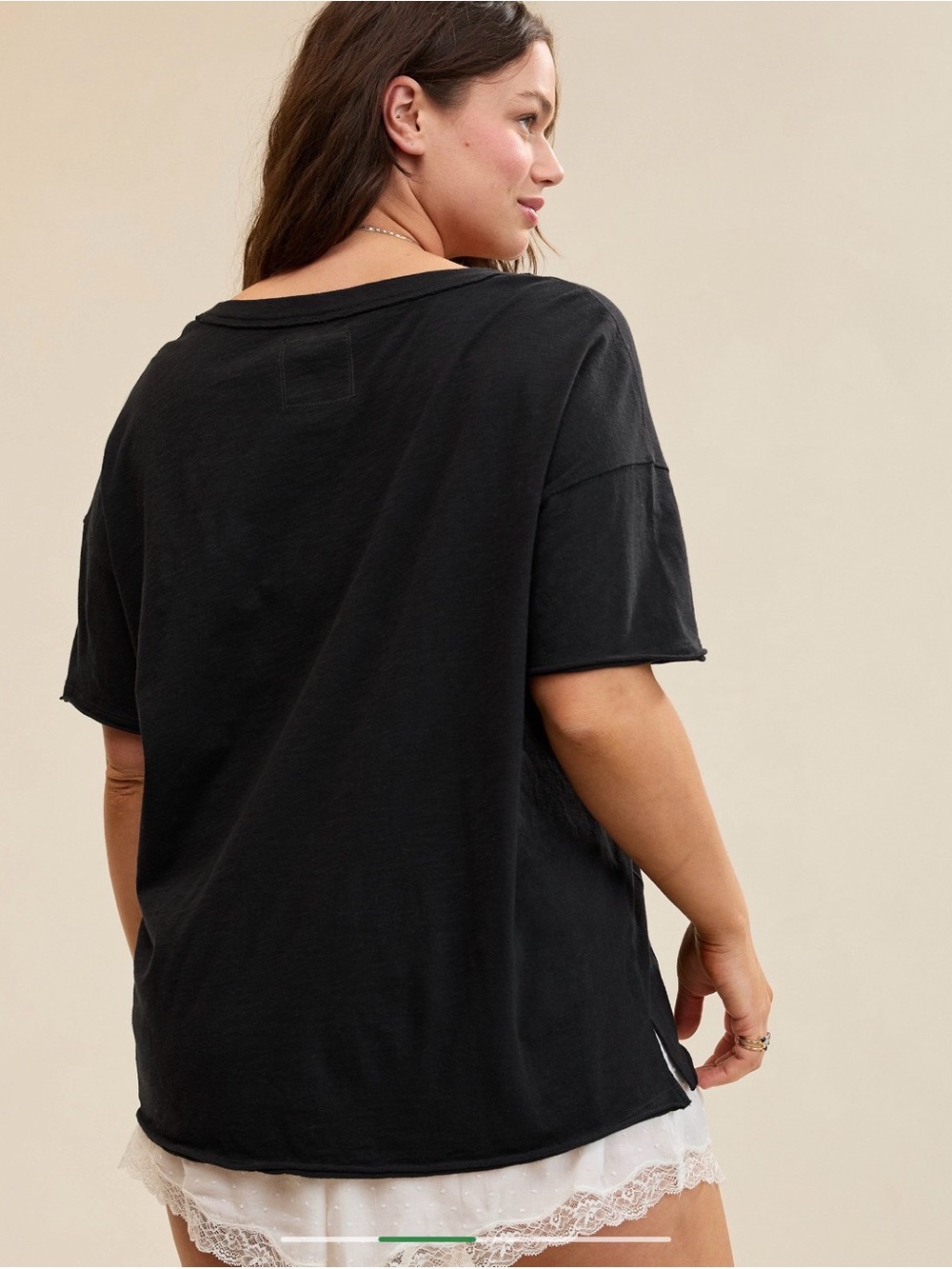 aerie Black V-Neck Short Sleeve Relaxed Tee - Picture 2 of 3